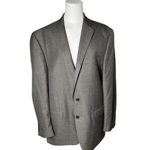 Academia Preppy Elbow Patch Check Sport Coat‎ Wool Blend Ralph Lauren 44L